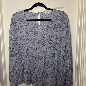Hippie Rose Blue Floral Blouse